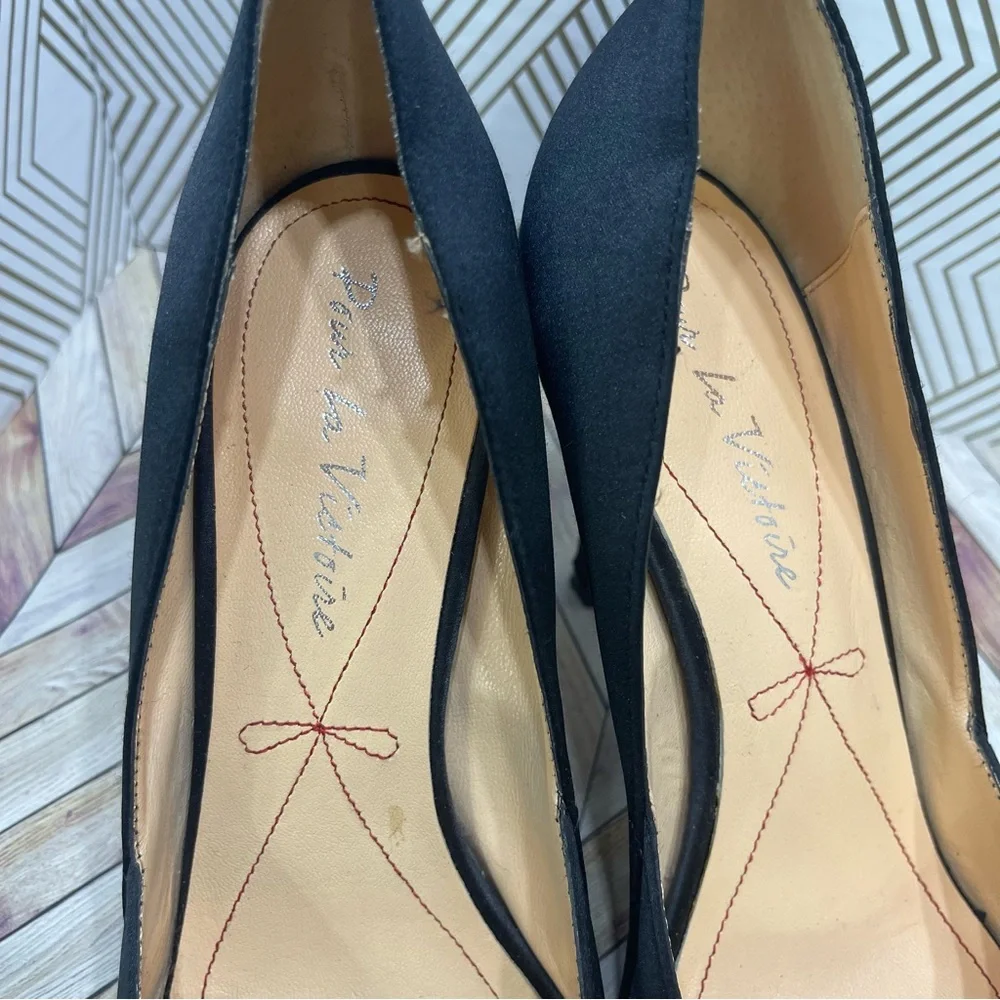 Black Satin Peep-toe Heels/Stilettos Pour La Victoire Size‎ 7M sb